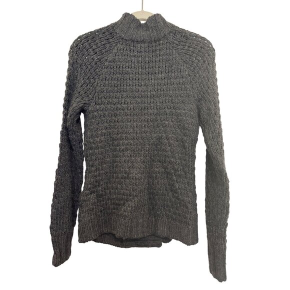 Cardigan Womens S Acrylic/Wool Gray Ribbed Button Front Long Sleeve Knit Sweater - Picture 6 of 6